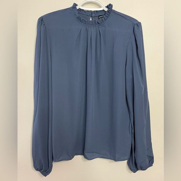 SHEIN Women’s Frilled Neck Lantern Sleeve Blouse Top. Size Large. NWT - Picture 4 of 14